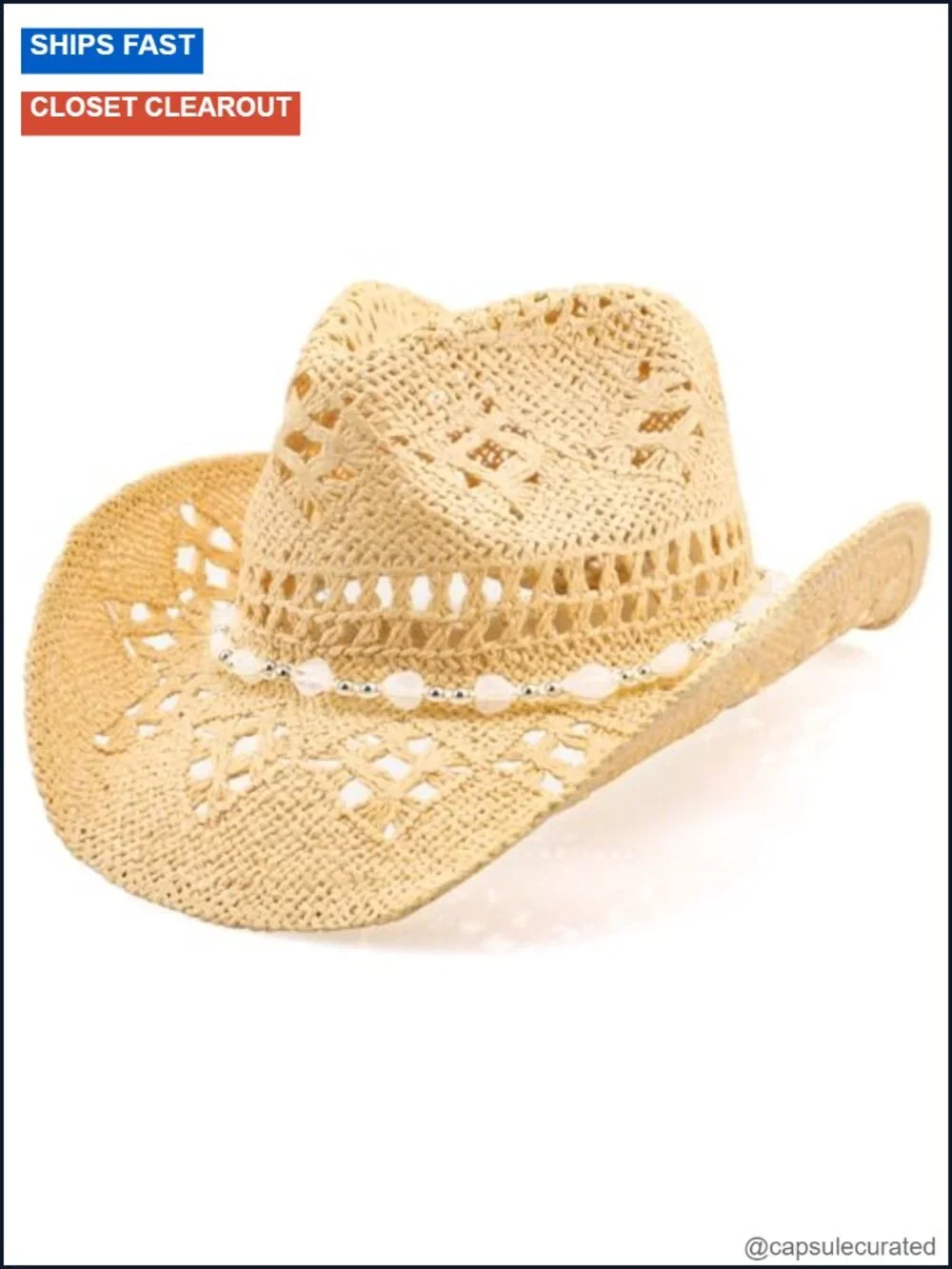Woven Straw Cowboy Hat with Shapeable Brim for Women Men